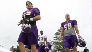 Minnesota Vikings teammates Chad Greenway and Nate Triplett in their playing days